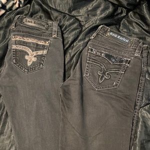 2 pairs of rock revival black skinny jeans